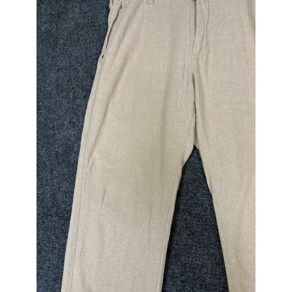Banana Republic Linen Blend Pants Women 33x30 Beige Straight Leg Trousers